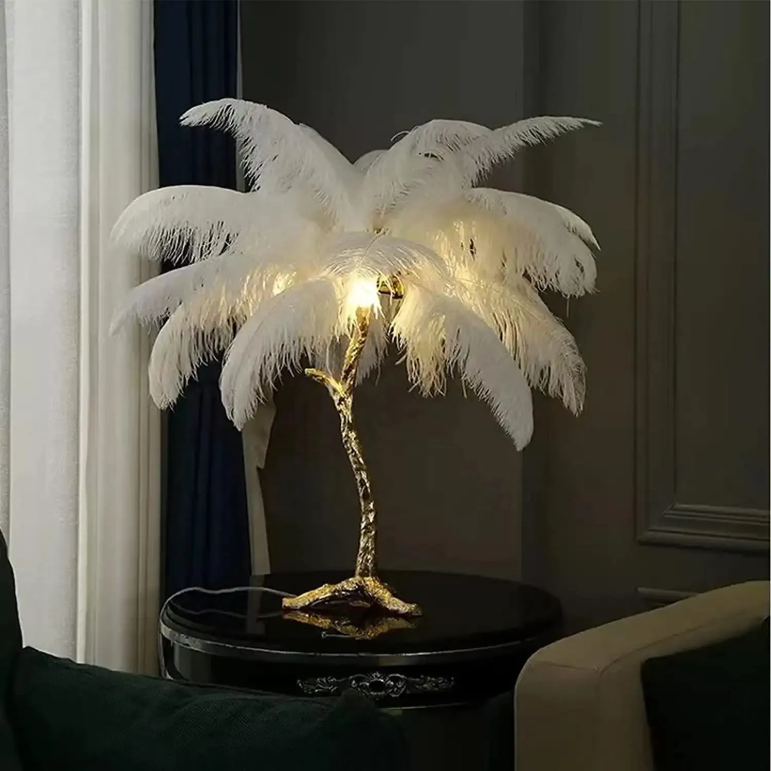 مصباح الريش الغرفة المعيشه - Feather lamp living room