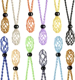 12 PCS Crystal Cage Necklace Holder Cord Empty Stone Holder Replacement Hand-Woven Necklace Cord with Adjustable Length