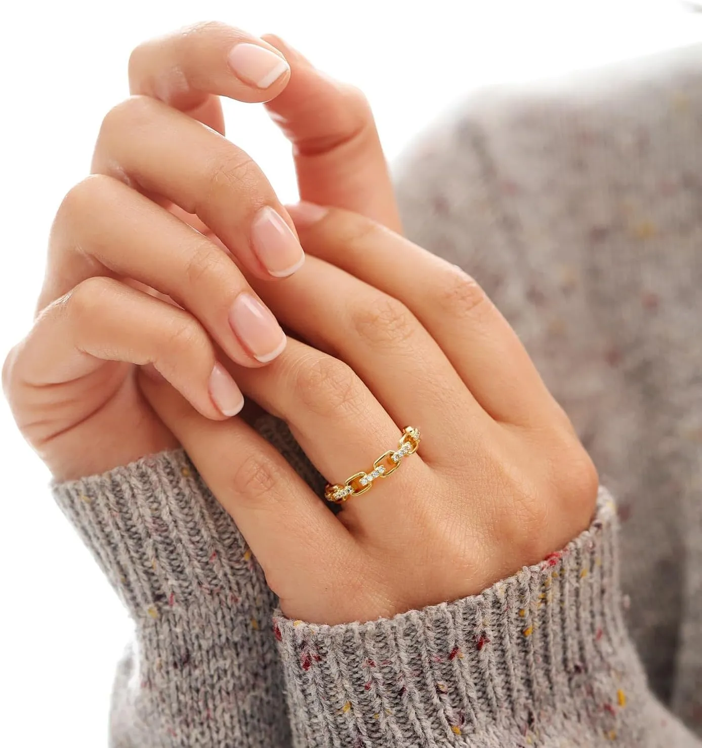 14K Gold Rings for Women Non Tarnish Dainty Cubic Zirconia Gold Rings Everyday Jewelry Stackable Jewelry(5 to 9)