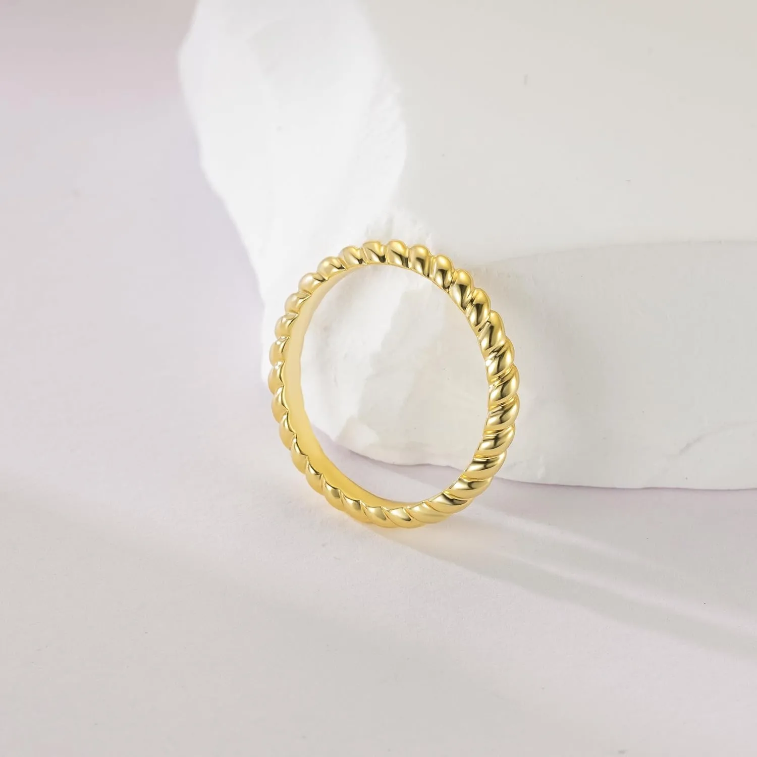 14K Gold Rings for Women Non Tarnish Twisted Stackable Gold Jewelry Finger Rings Jewelry Gifts for Women 5,6,7,8,9