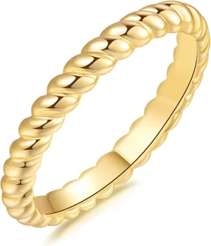 14K Gold Rings for Women Non Tarnish Twisted Stackable Gold Jewelry Finger Rings Jewelry Gifts for Women 5,6,7,8,9