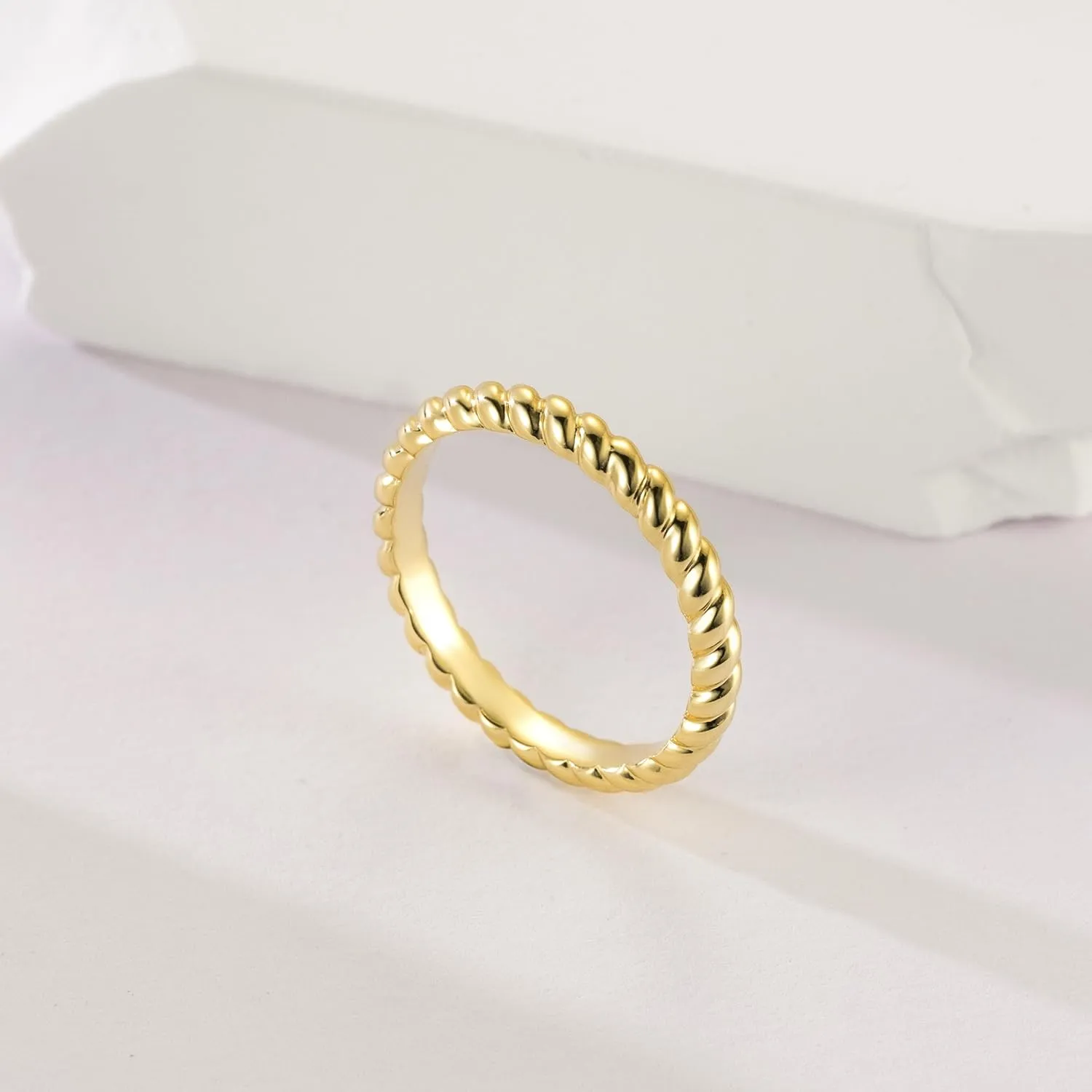 14K Gold Rings for Women Non Tarnish Twisted Stackable Gold Jewelry Finger Rings Jewelry Gifts for Women 5,6,7,8,9