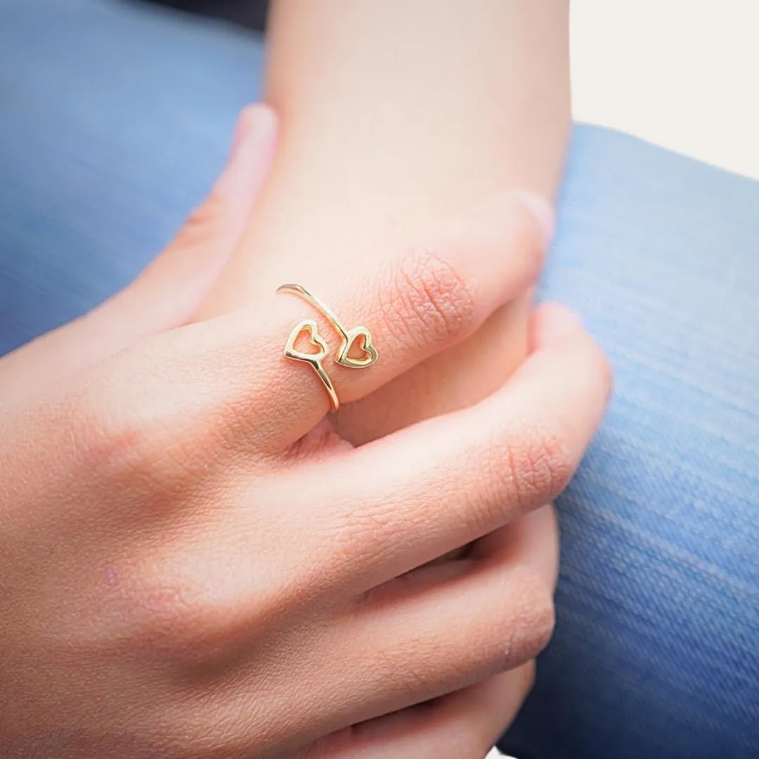 18K Gold Rings for Women - Stackable Rings in Authentic 925 Sterling Silver  Hollow Heart Knuckle & Thumb Ring - Sterling Silver Rings for Teen Girls - Dainty Minimalist Rings for Women (Size 6)