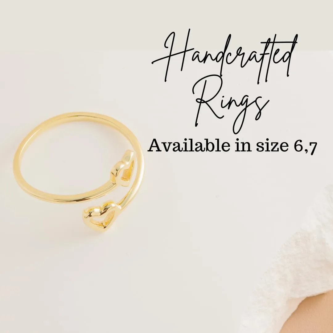 18K Gold Rings for Women - Stackable Rings in Authentic 925 Sterling Silver  Hollow Heart Knuckle & Thumb Ring - Sterling Silver Rings for Teen Girls - Dainty Minimalist Rings for Women (Size 6)