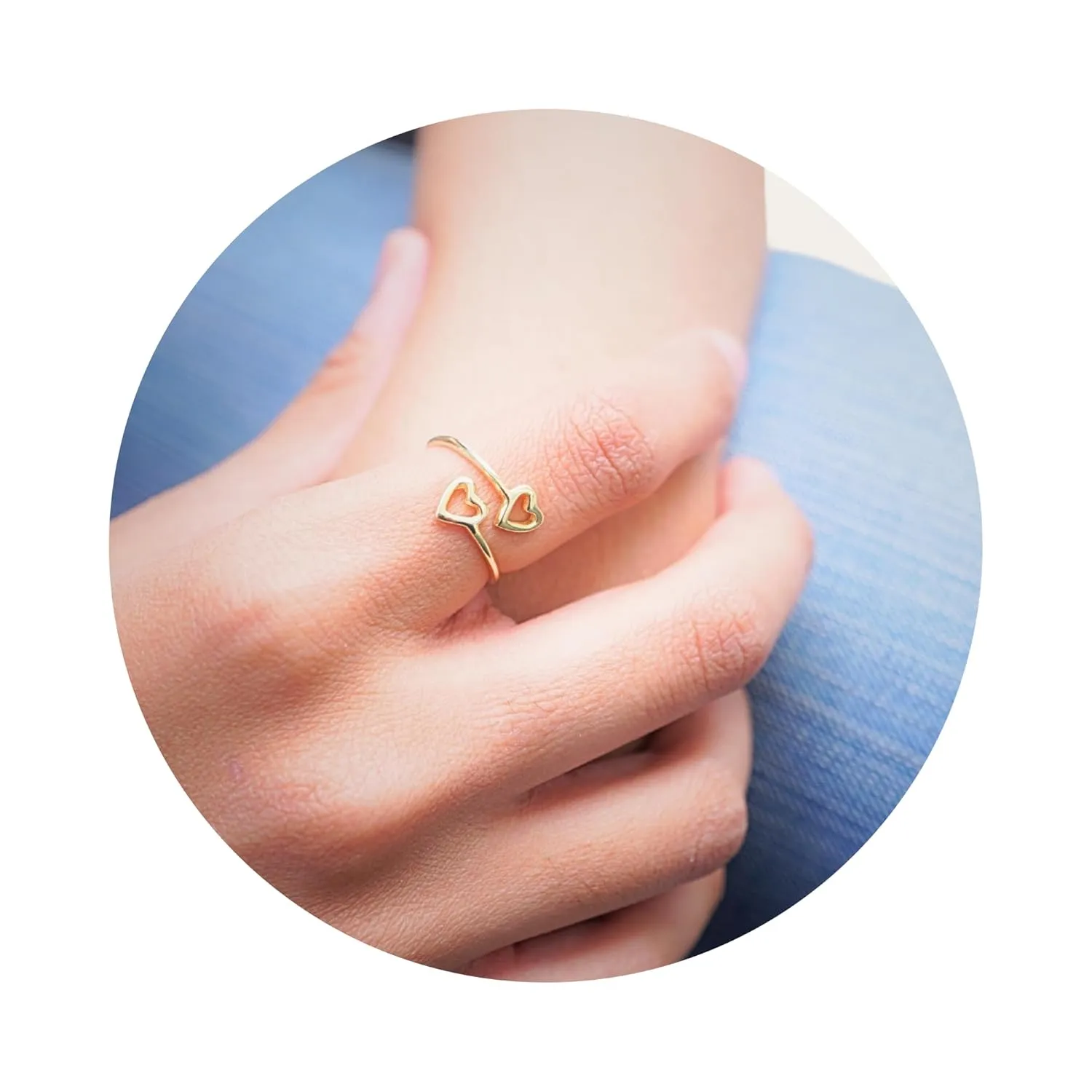 18K Gold Rings for Women - Stackable Rings in Authentic 925 Sterling Silver  Hollow Heart Knuckle & Thumb Ring - Sterling Silver Rings for Teen Girls - Dainty Minimalist Rings for Women (Size 6)