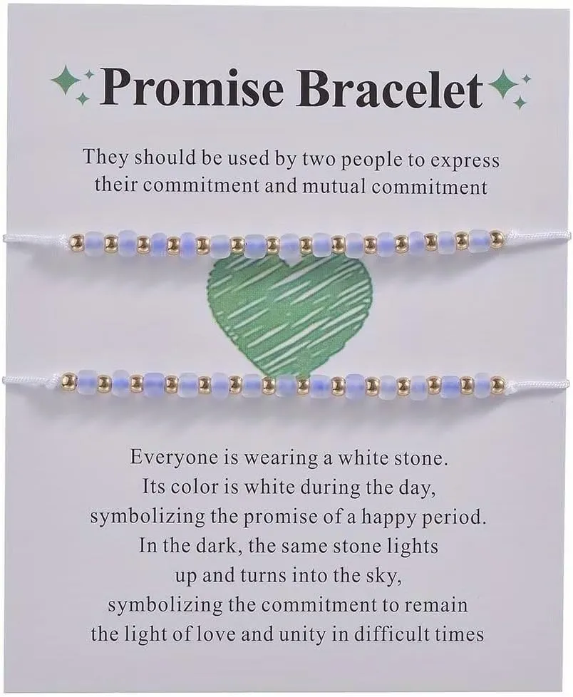 2 Pcs Luminous Beads Promise Bracelets Inspiration Morse Code Strand Bracelets Matching Bracelets for Couples Friends