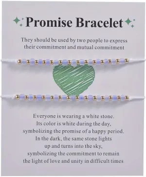 2 Pcs Luminous Beads Promise Bracelets Inspiration Morse Code Strand Bracelets Matching Bracelets for Couples Friends