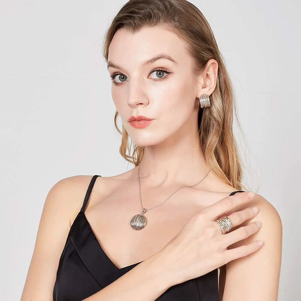 2 Tone Intertwined Crossover Statement Ring Fashion Chunky Band Rings for Women Black Gold Silver Rose Gold Plated Wide Index Finger Rings Costume Jewelry
