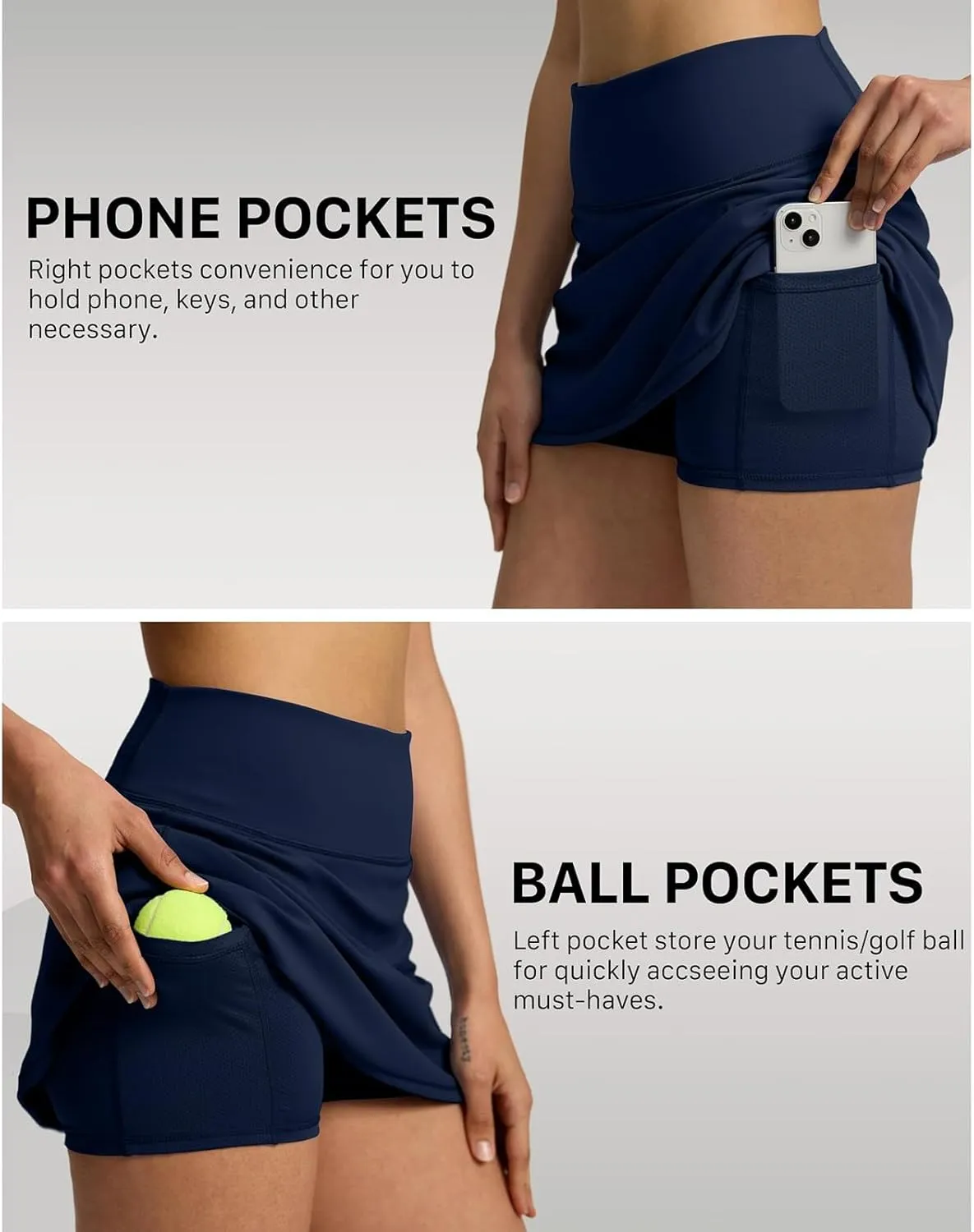 2024 Skorts for Woman Tennis Fitness Sports Double Layer Skirt Elastic High Waist Breathable Trendy Hiking Shorts Pockets