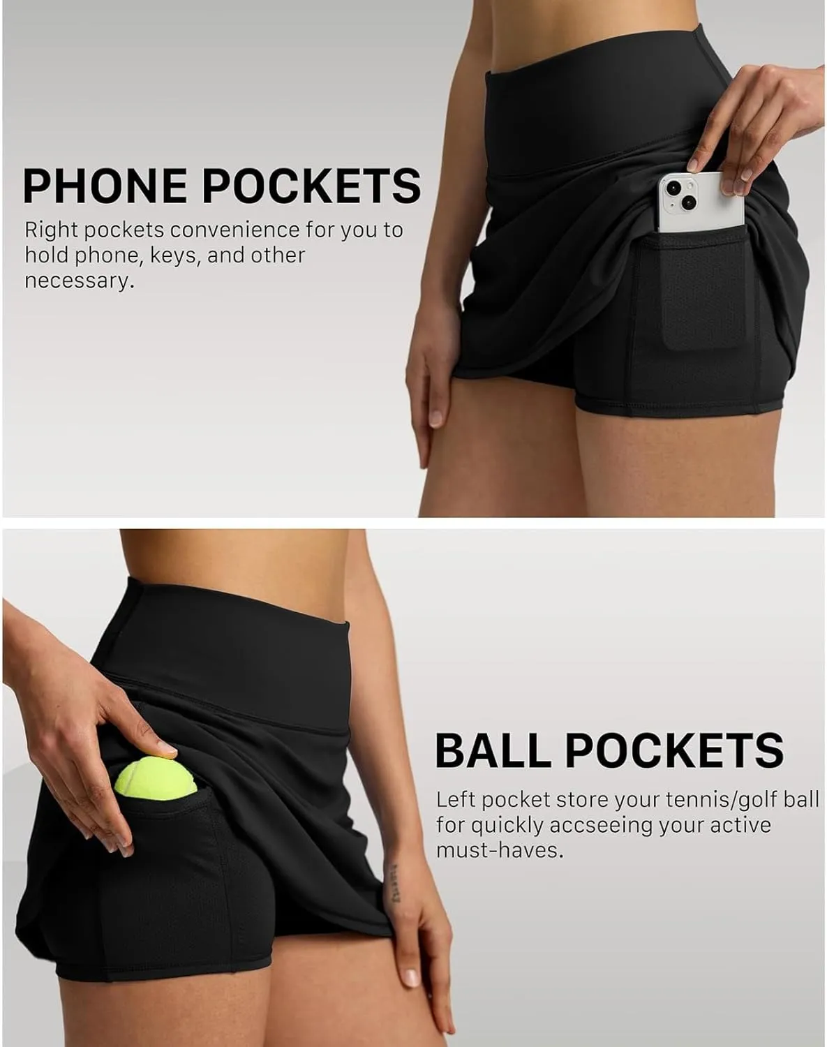 2024 Skorts for Woman Tennis Fitness Sports Double Layer Skirt Elastic High Waist Breathable Trendy Hiking Shorts Pockets