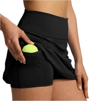 2024 Skorts for Woman Tennis Fitness Sports Double Layer Skirt Elastic High Waist Breathable Trendy Hiking Shorts Pockets