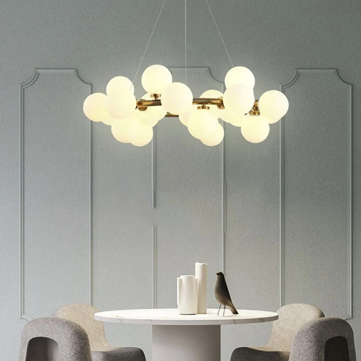 25 LIGHT GOLD FROSTED GLASS CHANDELIER CEILING LIGHTS HANGING