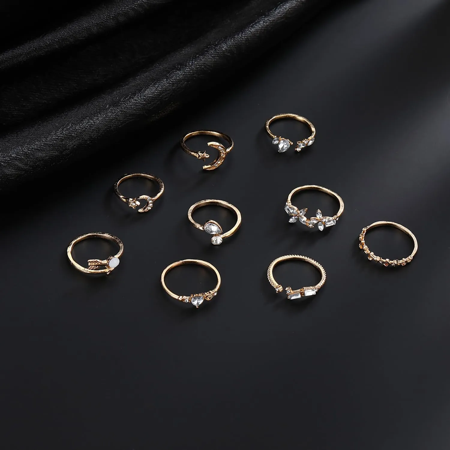 3-17 PCS Knuckle Stacking Rings for Women,Boho Vintage Finger Rings Stackable Gold Silver Moon Snake Set Multiple Rings Fashion Jewelry