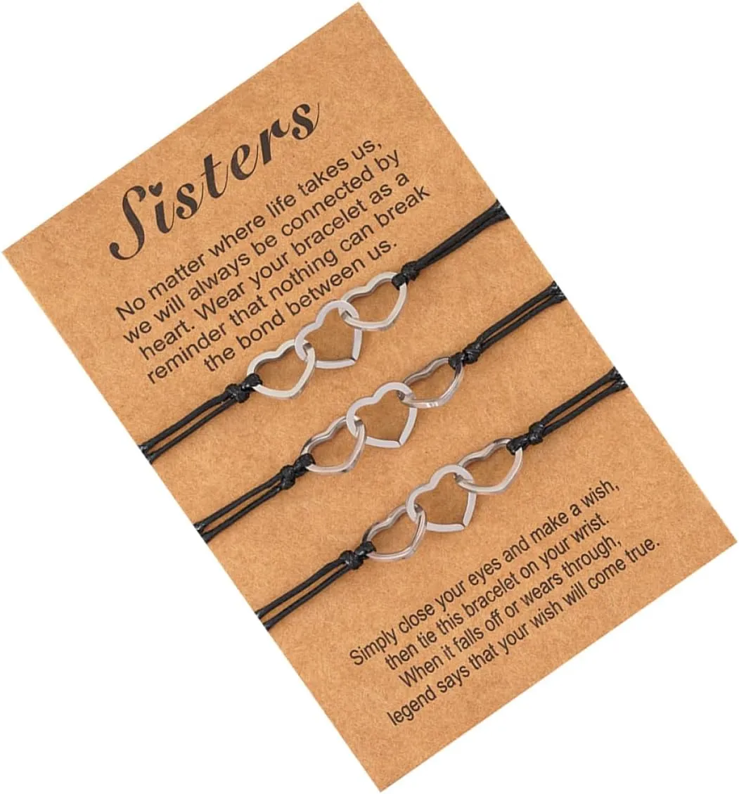 3Pcs Braided Friendship Bracelets for Hollow Heart Wristbands present for Friends Lightweight and Stylish Accessories for Any Occasion