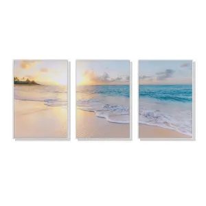 40cm x 60cm | Ocean and beach | 3 Sets | White Frame | Canvas Wall Art
