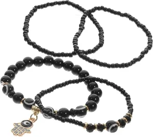 4pcs Evil Eye Decor String Bracelets for Women Braided Protection Jewelry Minimalist Design Present for Teens and Friends