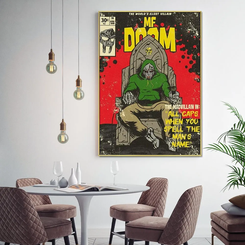 50cm x 70cm | MF DOOM Music | Gold Frame | Canvas Wall Art