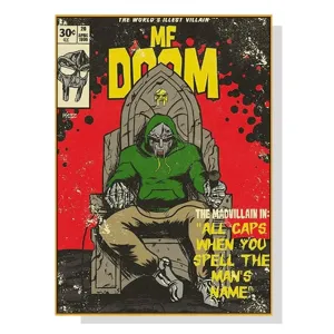 50cm x 70cm | MF DOOM Music | Gold Frame | Canvas Wall Art