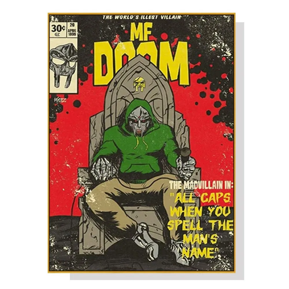 50cm x 70cm | MF DOOM Music | Gold Frame | Canvas Wall Art