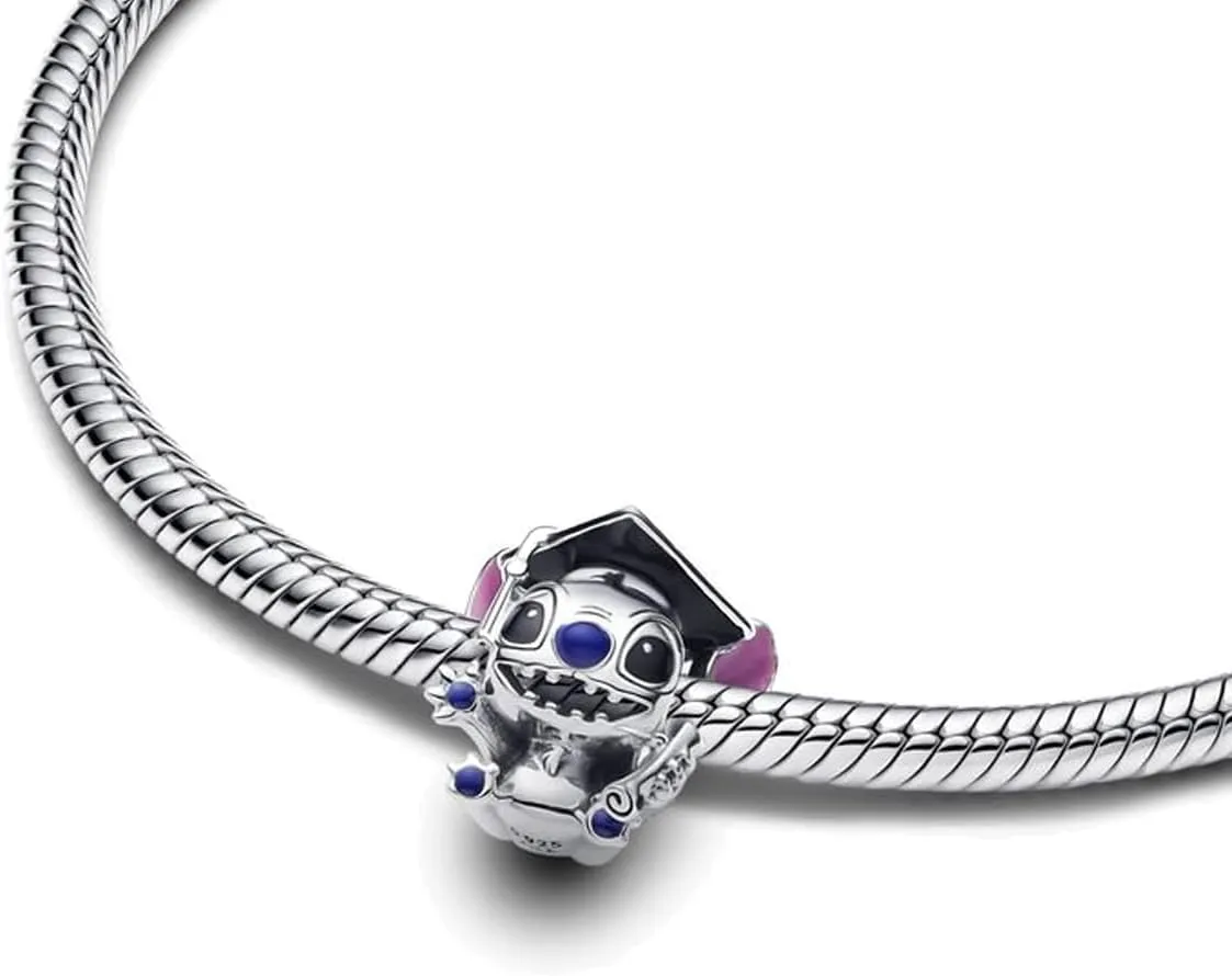 925 Sterling Silver Charms, Dopey, Stitch Graduation, Captain Mickey, Citadel Charm Fits Pandora Bracelets Make Great DIY Gifts for Women