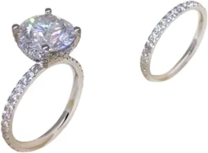 925 Sterling Silver Engagement Ring Set for Bridal,Eternity Cubic Zirconia Wedding Bands Marriage Anniversary Jewelry Gifts