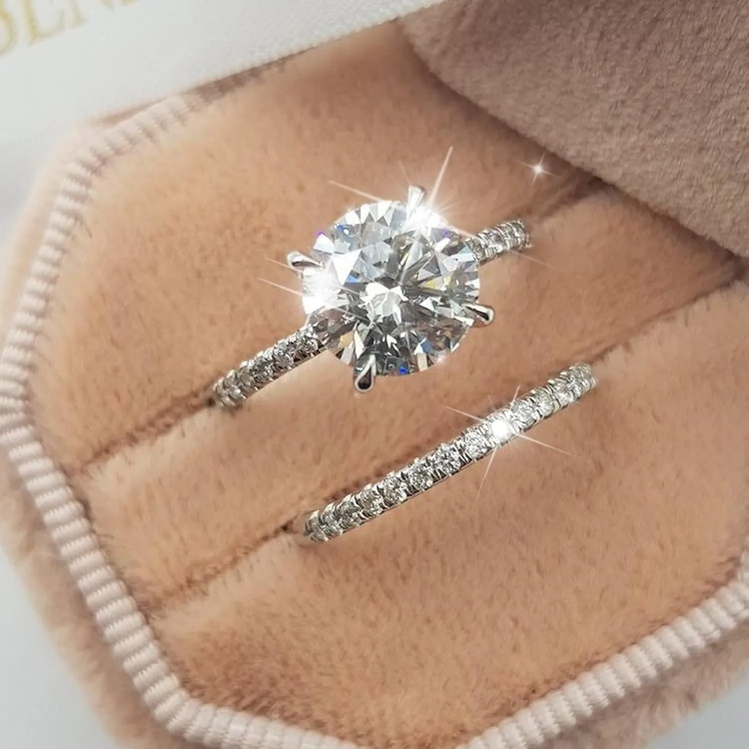 925 Sterling Silver Engagement Ring Set for Bridal,Eternity Cubic Zirconia Wedding Bands Marriage Anniversary Jewelry Gifts