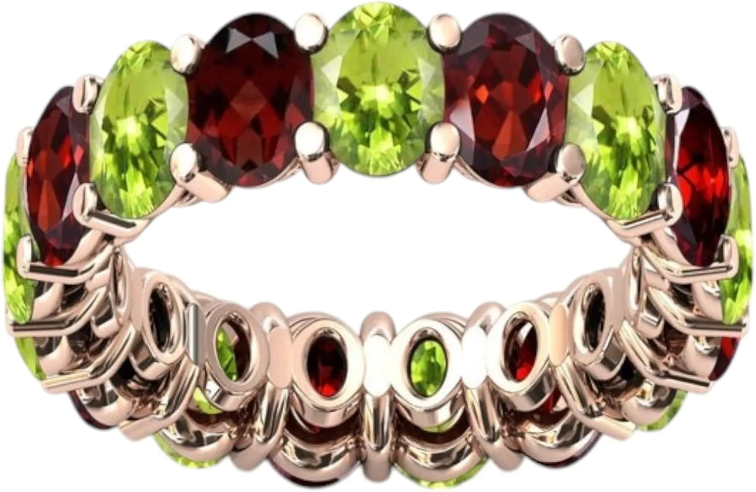 925 Sterling Silver Green Peridot Eternity Engagement Band For Women Art Deco Garnet Wedding Band Unique Full Infinity Bands Cluster Luxury Bands Handmade Jewelry