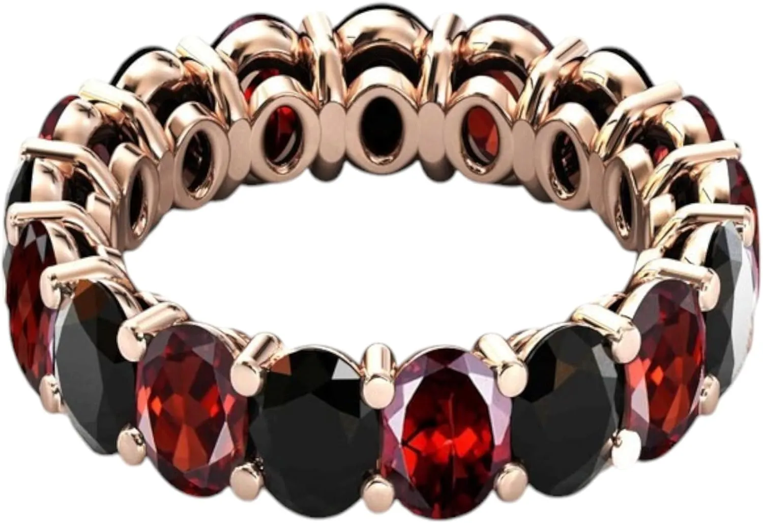 925 Sterling Silver Unique Black Onyx & Garnet Eternity Engagement Band For Her Garnet Cluster Wedding Band Multi Color Gemstone Bands For Women Handmade Jewelry