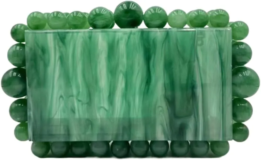 Acrylic Purses Evening Clutch Bag Marbling Evening Clutch Bag for Women Glitter Marble Purse for Wedding Party (Dark Green, (L*W*H): 23cm*6cm*13.5cm/9.06"*2.36"*5.31")