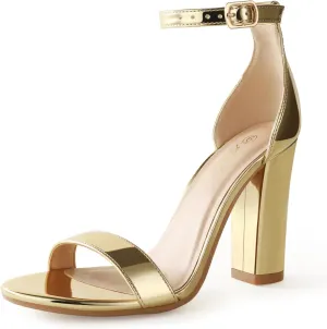 Ankis Nude Black White Heels for Women Open Toe Ankle Strap High Heel Sandals Party Wedding Strappy Buckle Sandals Standard Size 4 Inches Tall High Heel Design