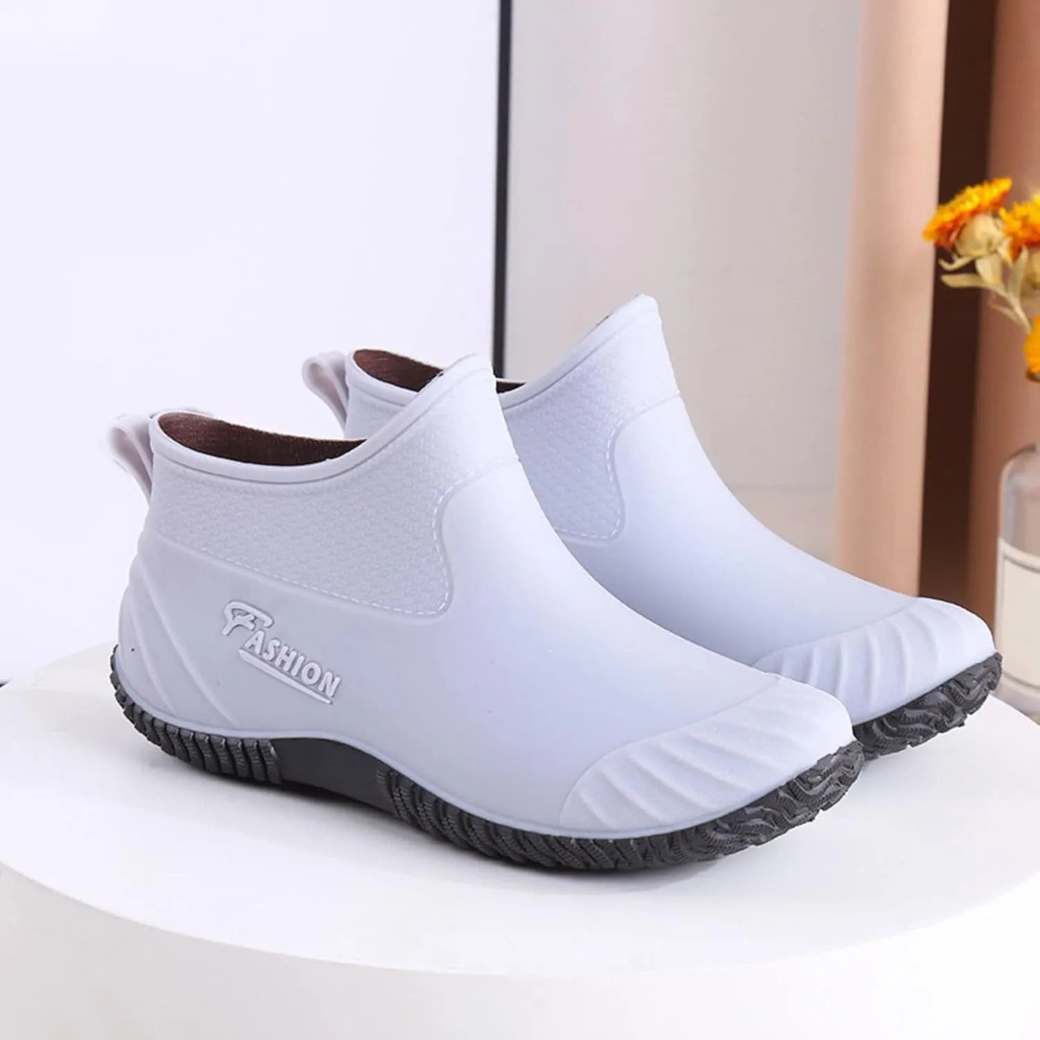 Ankle Rainboots Boots Women Wide Lightweight Rain Booties Rubber Women Short Garden Boot Slip On Outdoor Work Shoes