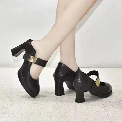 Anne  | Stylish Block Heel Mary Jane Pumps