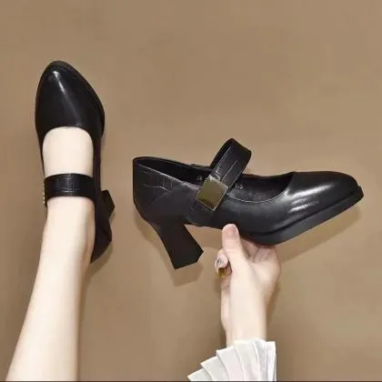 Anne  | Stylish Block Heel Mary Jane Pumps