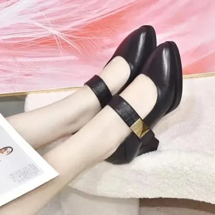 Anne  | Stylish Block Heel Mary Jane Pumps