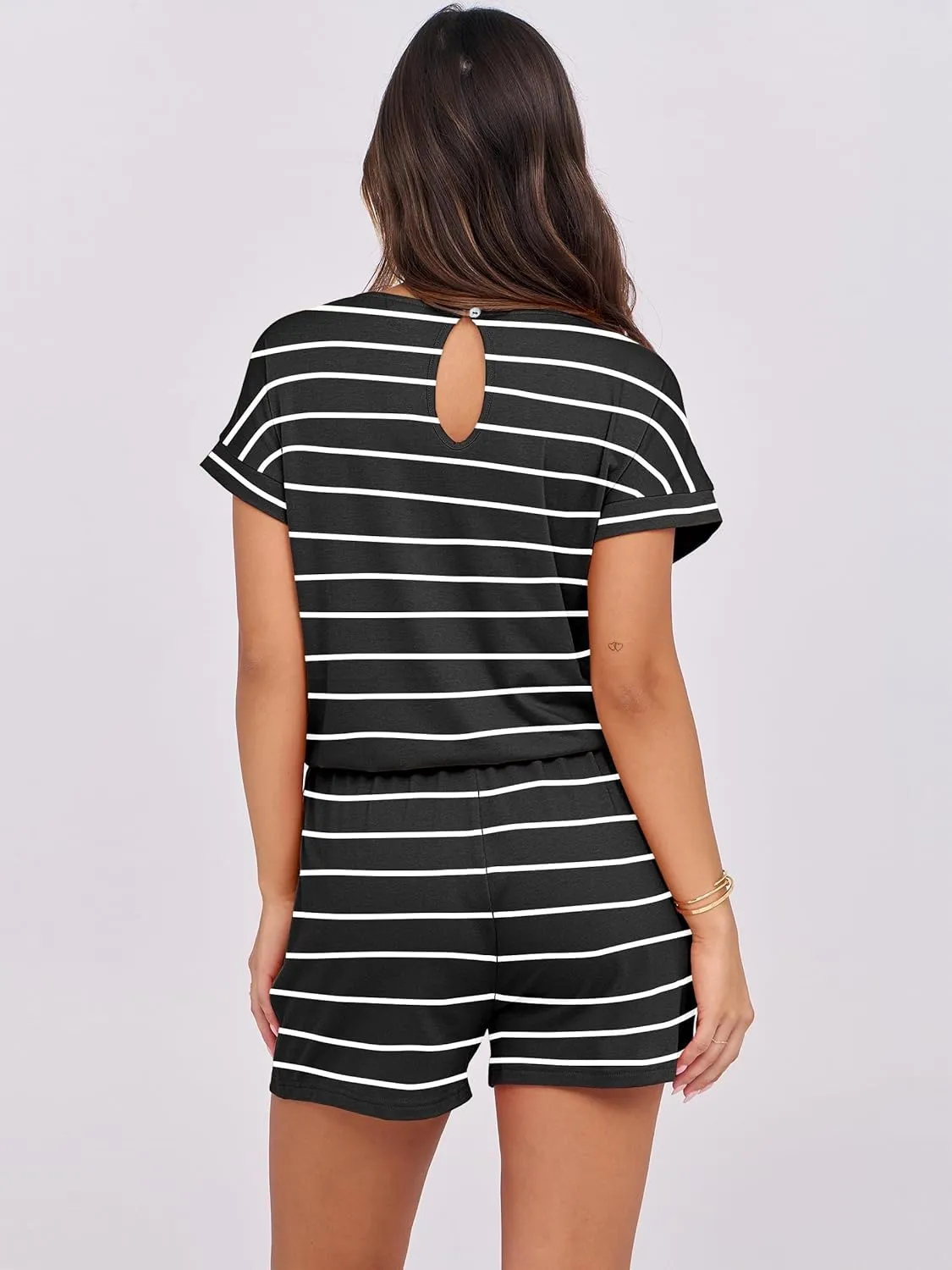 ANRABESS Rompers for Women Summer 2025 Casual Dressy One Piece Tshirt Short Pants Jumpsuit Beach Vacation Outfit Clothes
