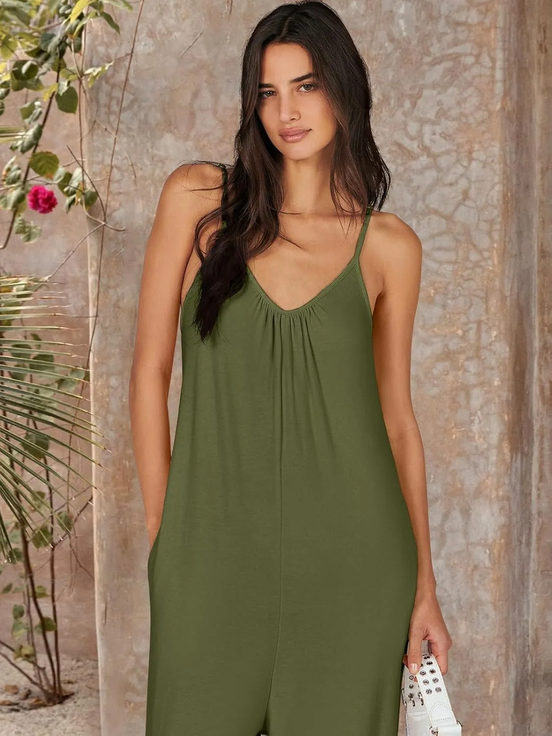 ANRABESS Women Summer Casual Sleeveless Spaghetti Strap Boho Wide Leg Jumpsuits Rompers Dressy 2025 Trendy Outfits Clothes