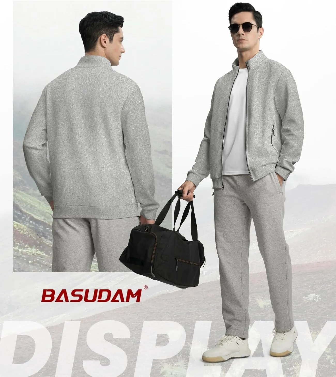 BASUDAM Men's Track Jackets Lightweight Warm Up Casual Coat Athletic Workout Running Jacket with Zipper Pockets
