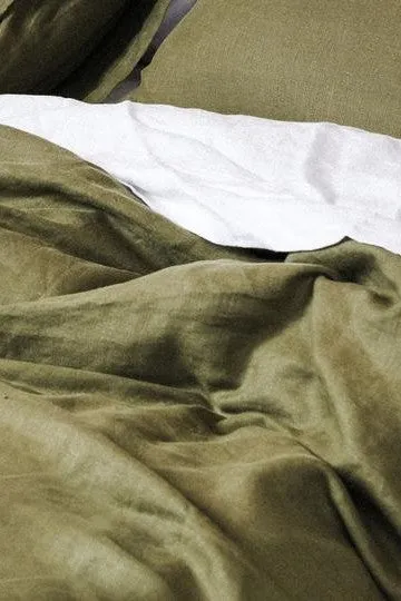 Belgian Washed Linen Olive King Flat Sheet