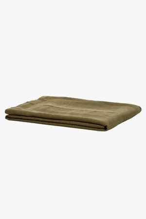 Belgian Washed Linen Olive King Flat Sheet