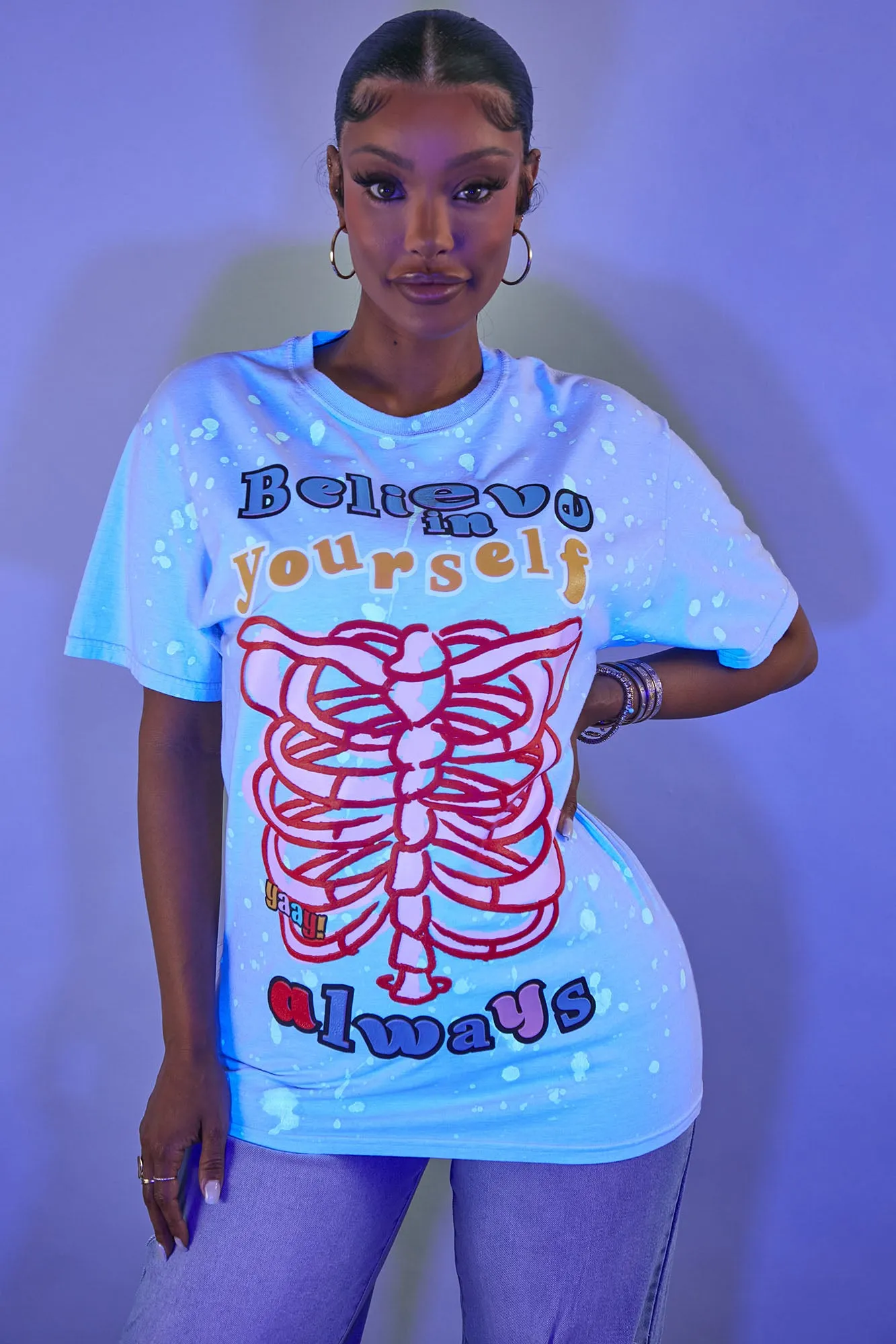 Believe In Yourself Glow In The Dark Top - Grey