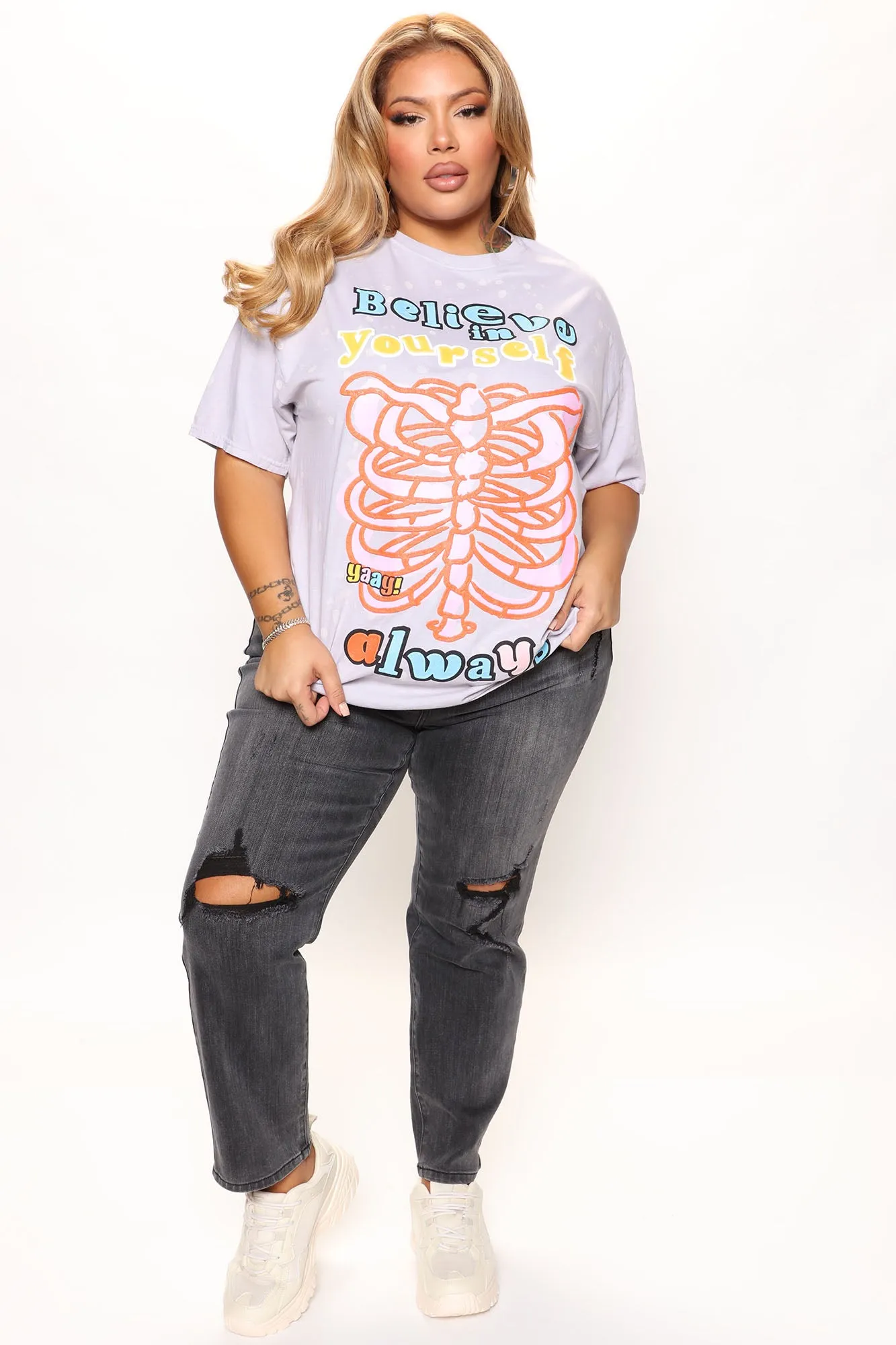 Believe In Yourself Glow In The Dark Top - Grey