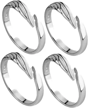 BESPORTBLE 4Pcs Couple Rings Matching Promise Rings for Couples Simple Style Angel and Devil Design Present for Valentine Day Birthdays and Weddings