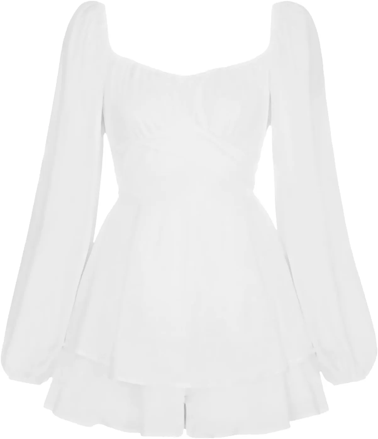 BIFUTON Women's Mini Dress Jumpsuit Lantern Long Sleeve Ruffle Layer Tie Back Square Neck/Off Shoulder Short Romper Dresses
