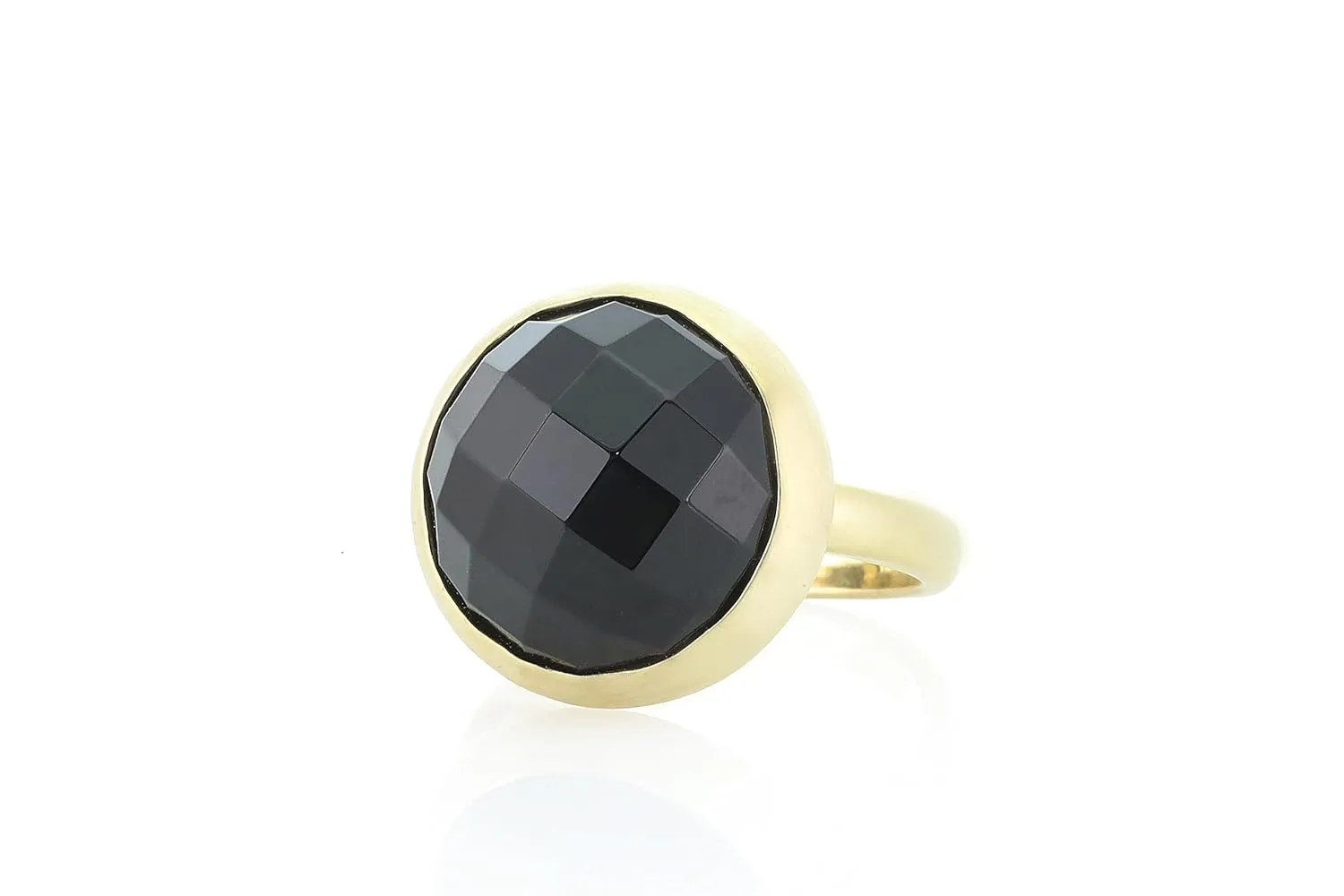 Black Onyx Bezel Statement Ring - 14k Gold Bold Jewelry - 16mm Striking Gold & Black Contrast - Diamond Alternative Accessory - Large Stacking Design