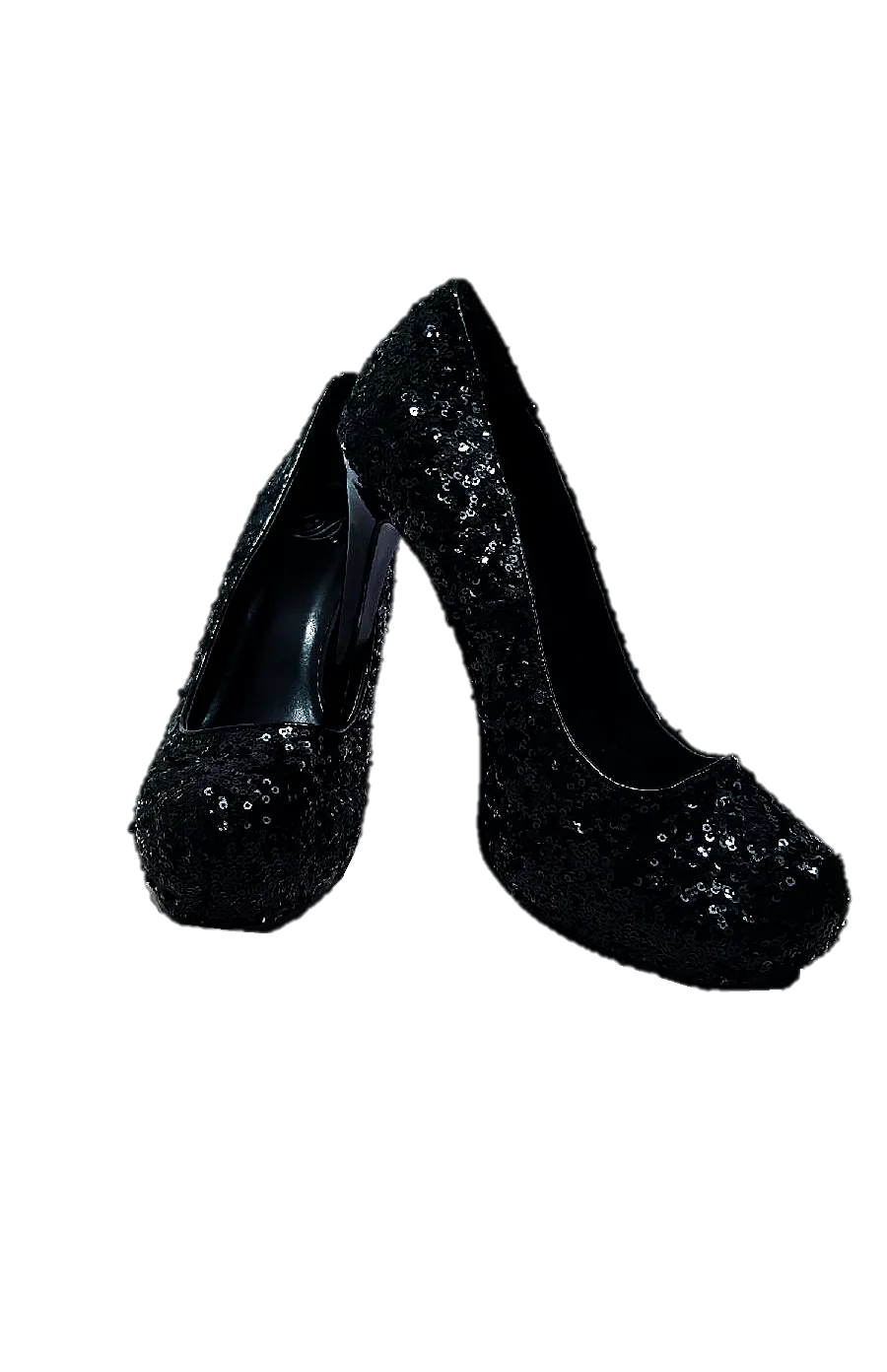 Black Sequin Platform Heels