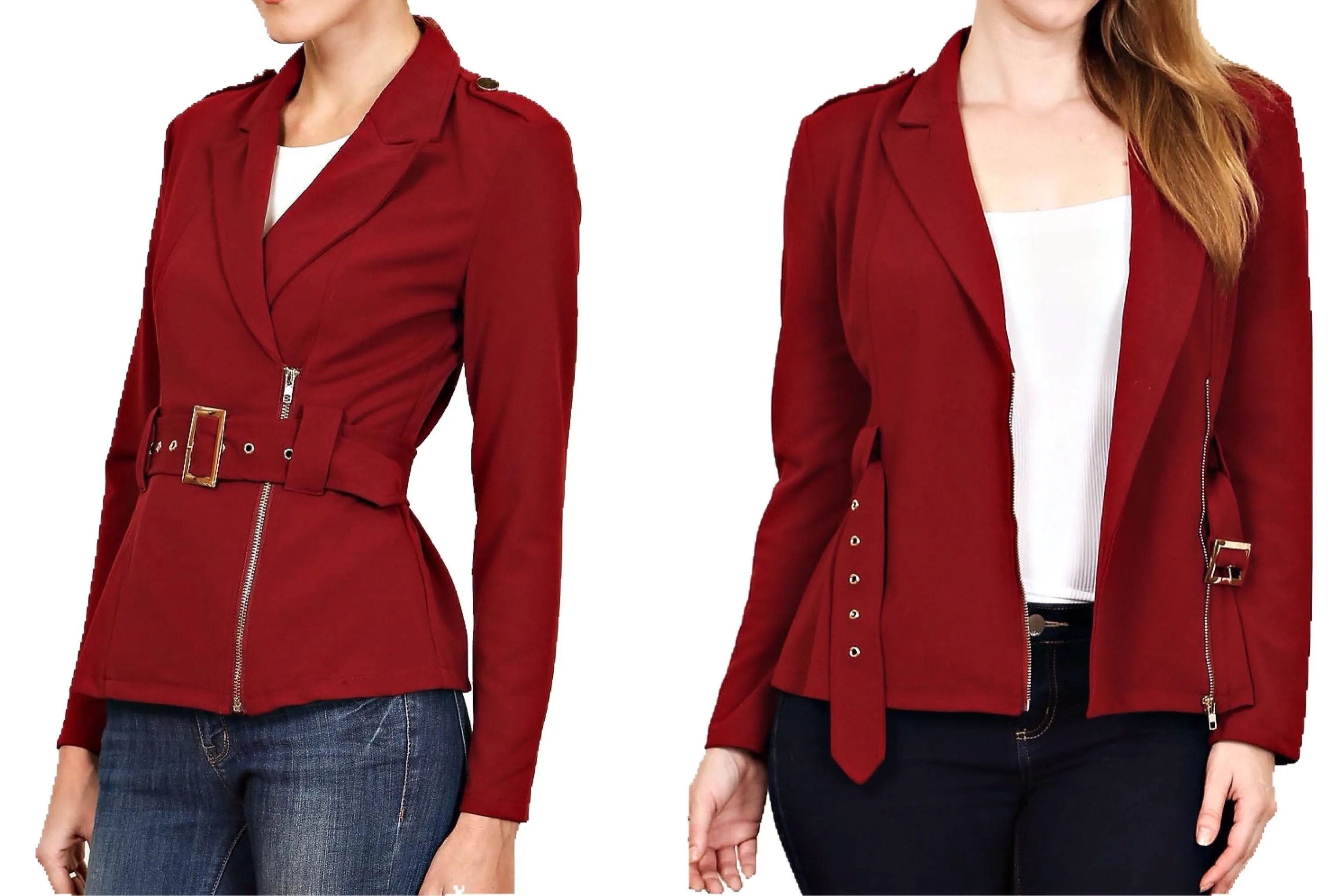 Blazer Jacket with Buckle Belt