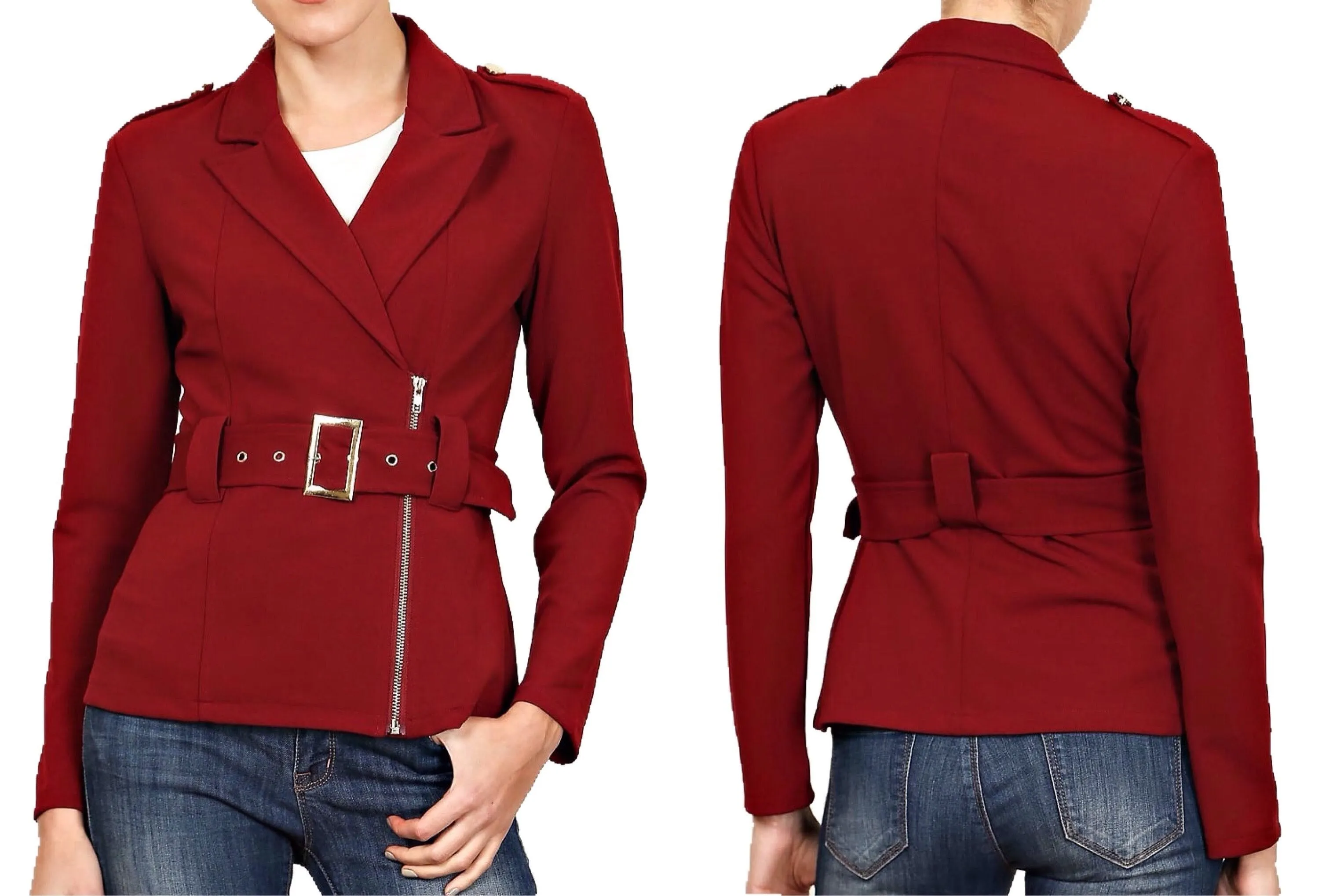 Blazer Jacket with Buckle Belt