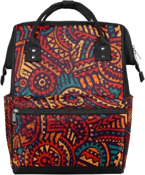 Bohemian Hand-drawn Pattern Diaper Bag Tote Large Capacity Waterproof with Adjustable Shoulder Strap and Pram Straps Mommy Bag for Hospital Beach Weekender Travel
