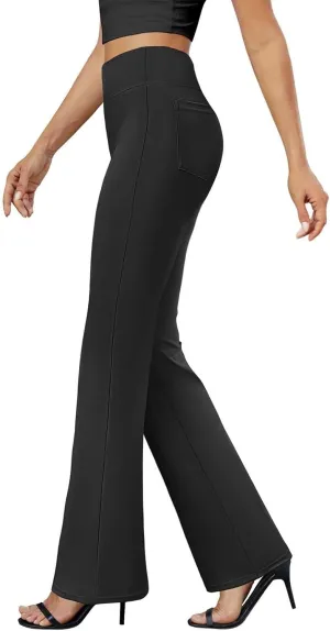 Bootcut Dress Pants for Women,High Waisted Straight Business Pant,Casual Work Trouser,Pull On Office Slacks with Pockets 2025