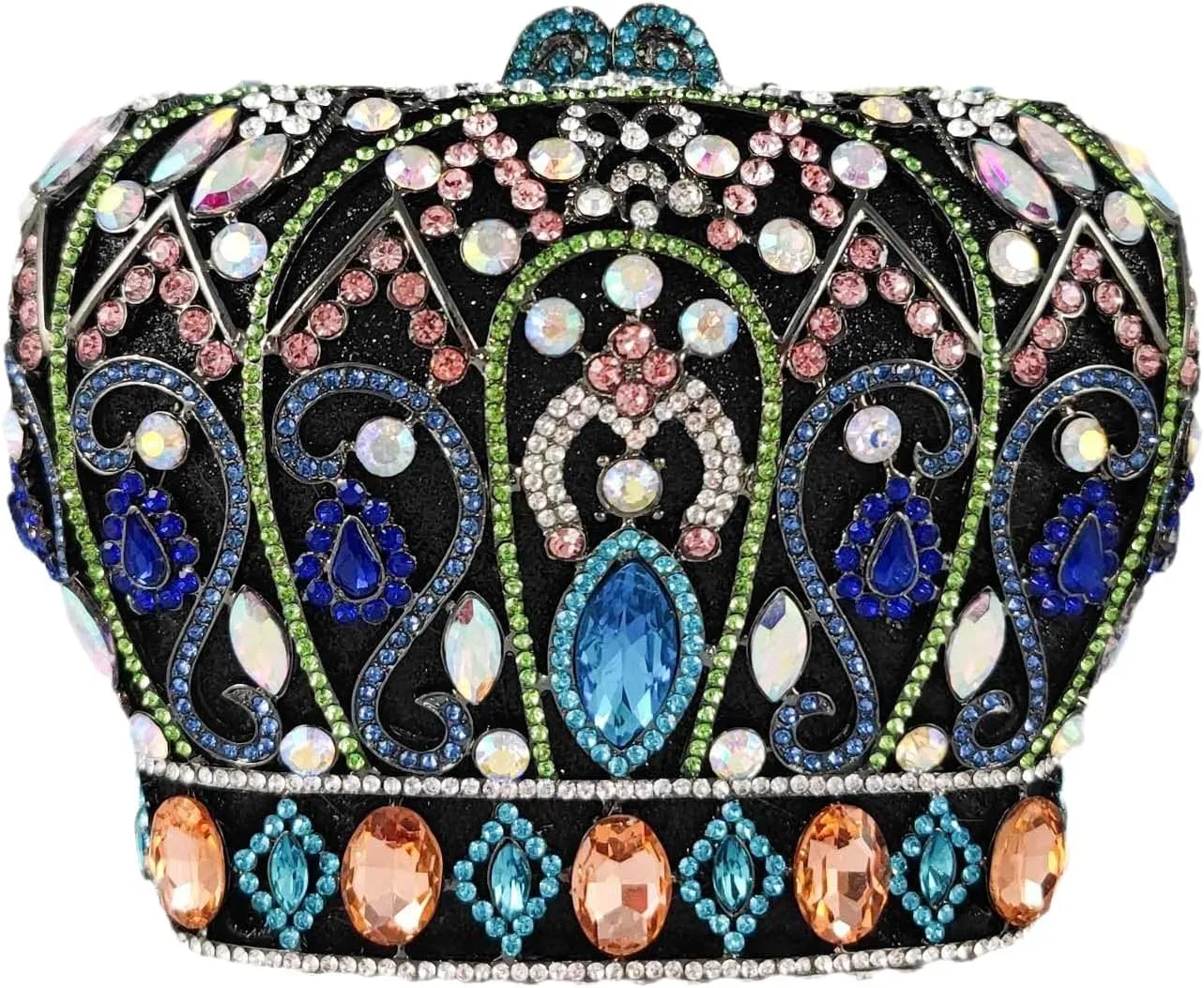 Boutique De FGG Crown Crystal Clutch Purse Women Formal Evening Minaudiere Handbags Party Dinner Rhinestone Clutch Bag,Mini